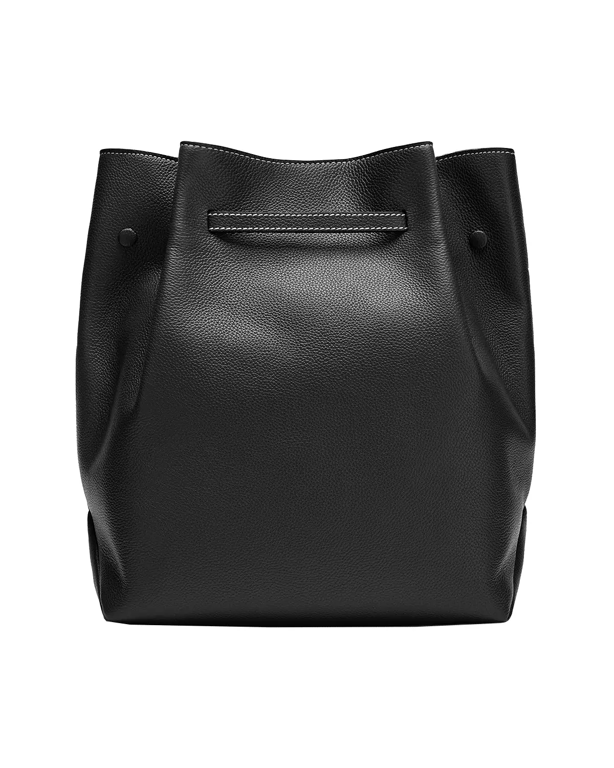 New York Large Bucket Bag (Black with Stitching)