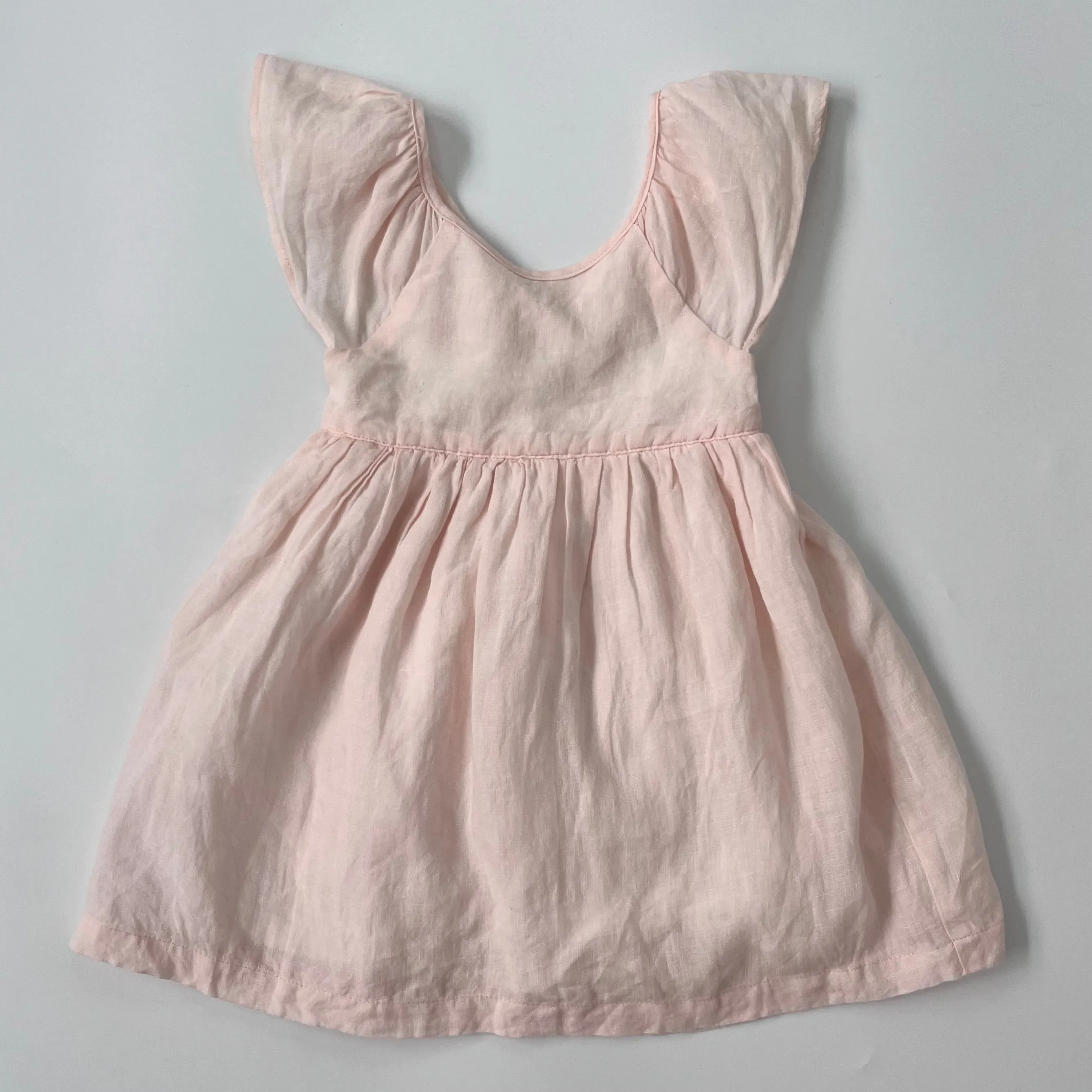 Olivier London Pale Pink Linen Dress: 3-4 Years