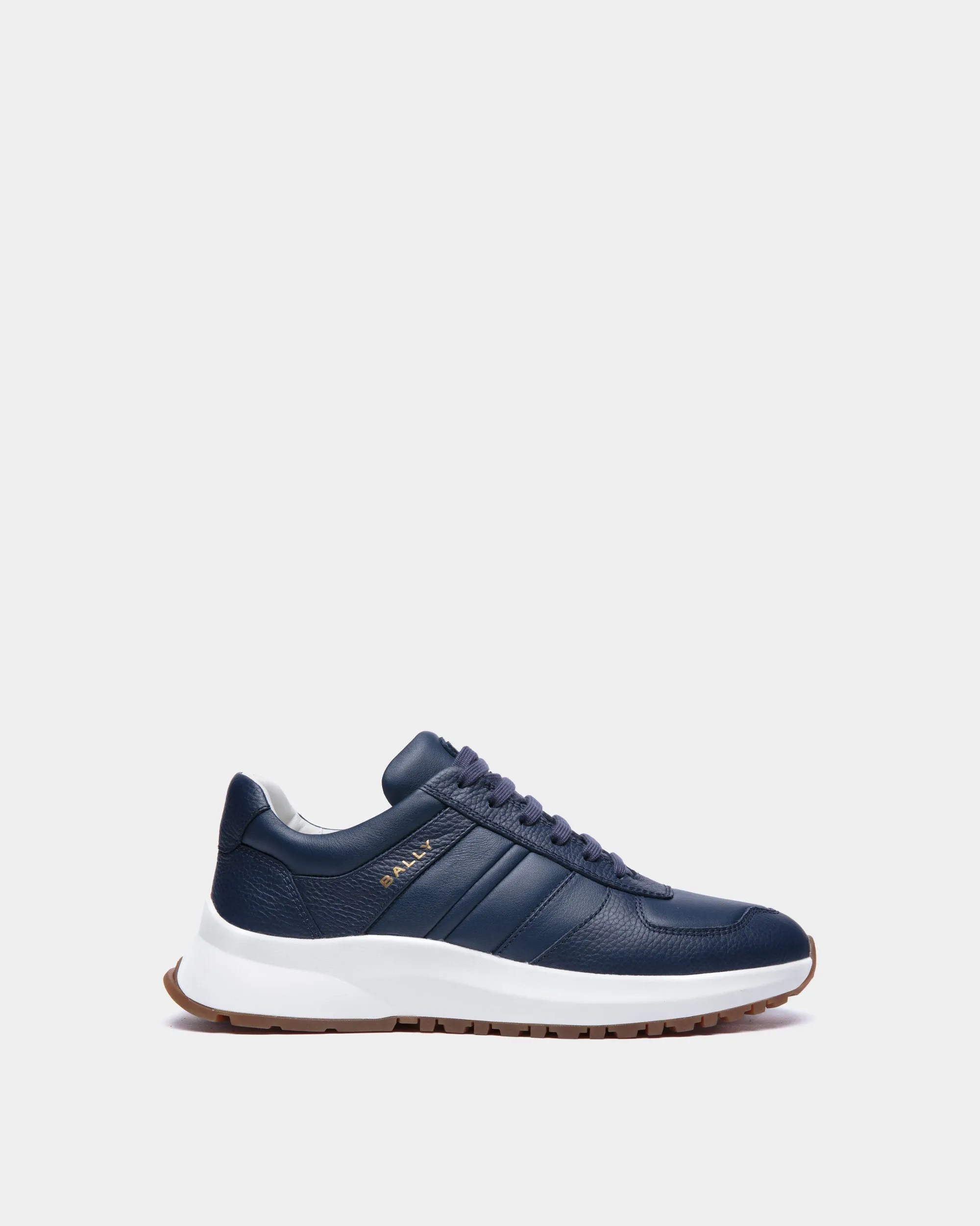 Outline Sneaker In Blue Grained Leather