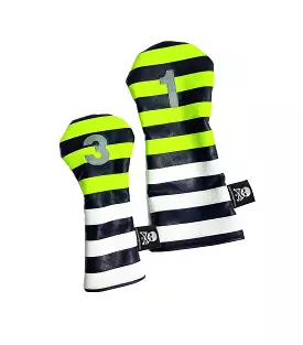 Pair of Neon Yellow Rugby Stripe Headcovers