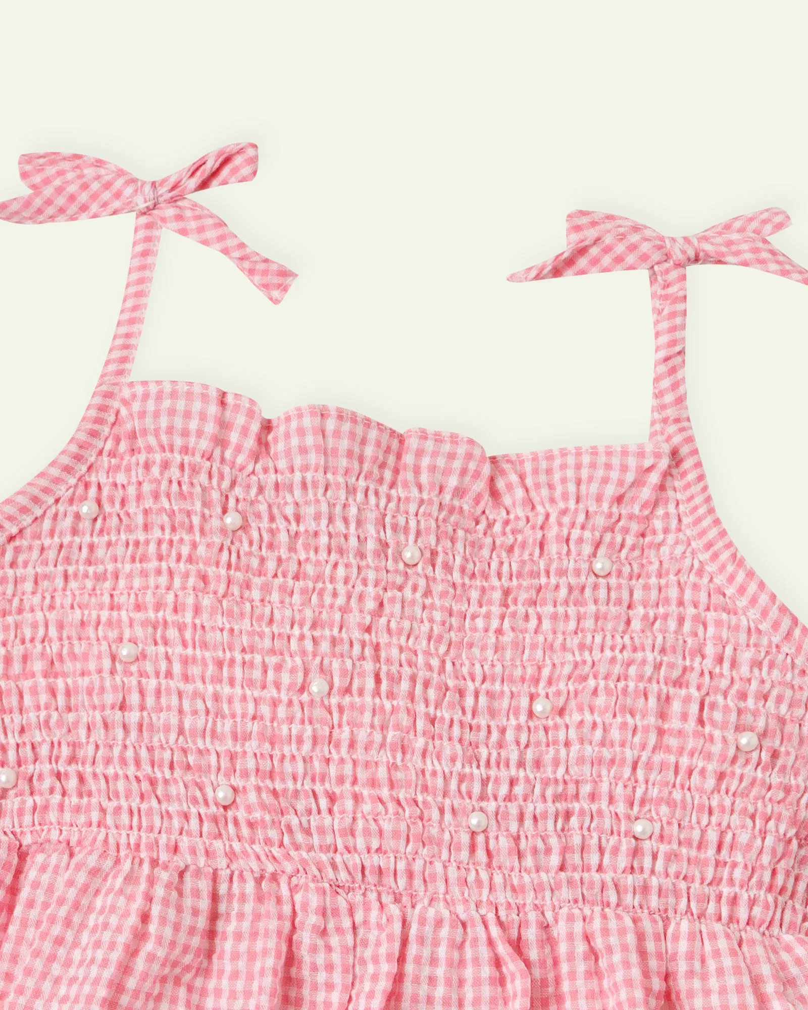 Pink Check Smocked Dress