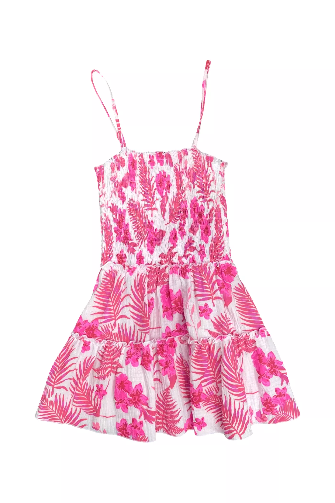 Pink Hawaiian Smocked Flowy Dress