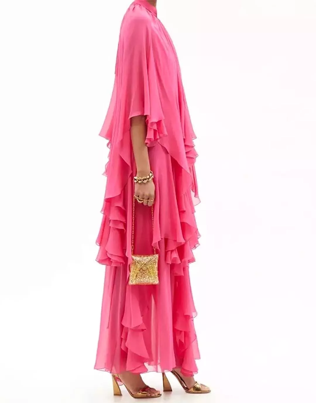 Pink Multi Layer Asymmetrical Dress