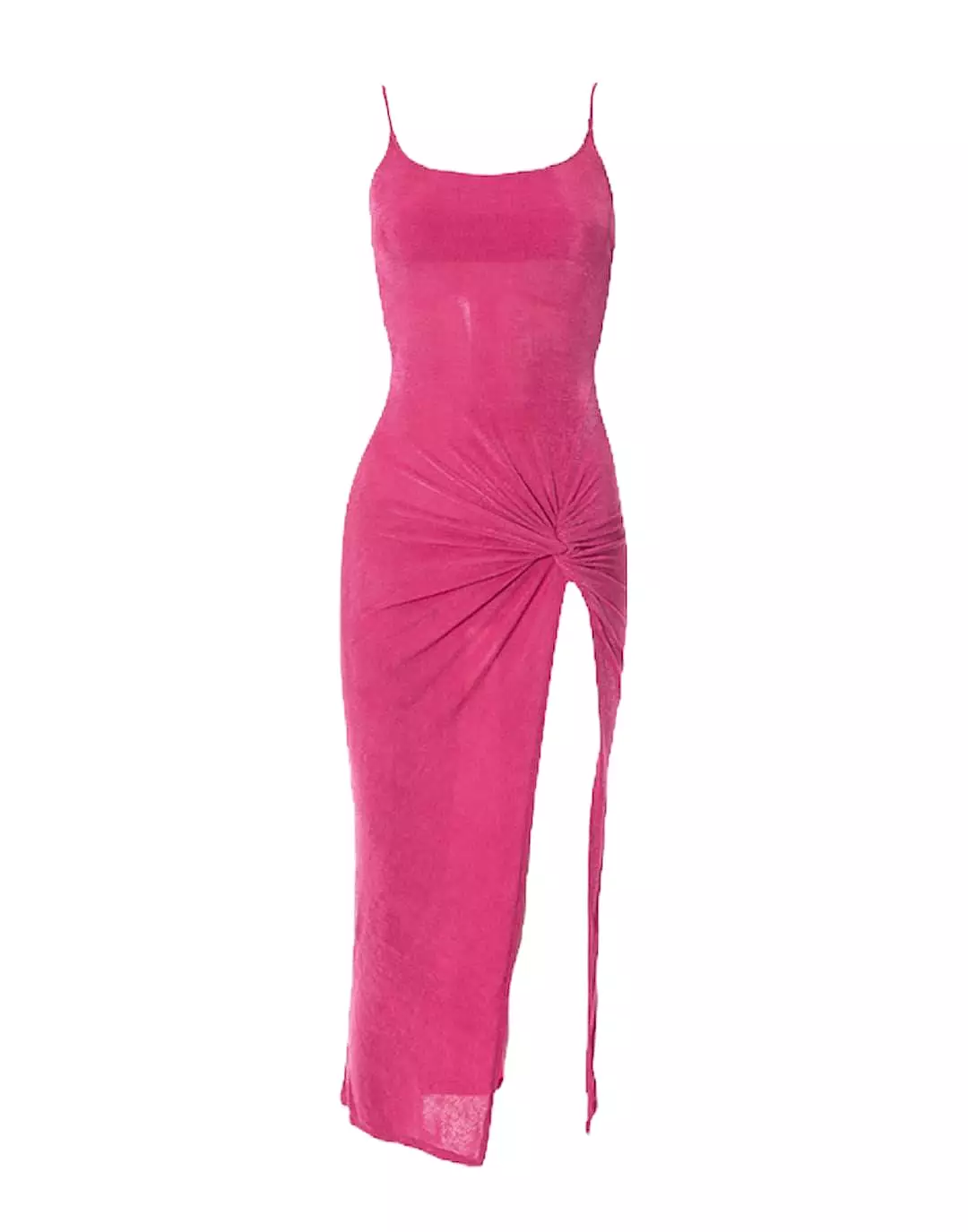 Pink Ruched Slit Dress