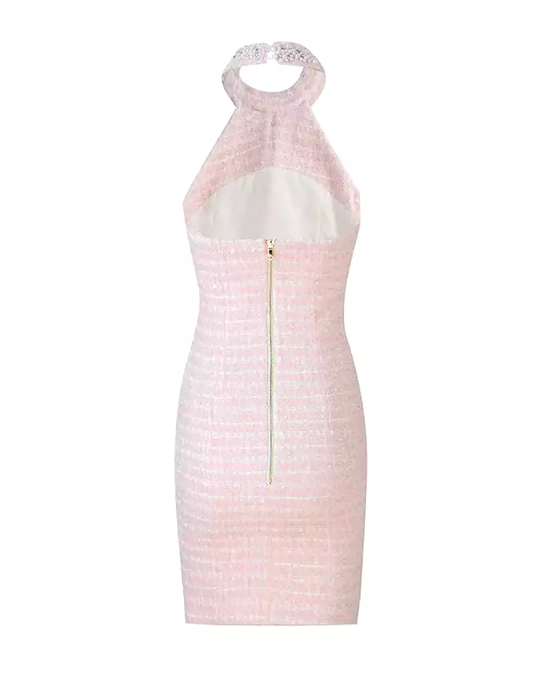 Pink Tweed Trimmed Dress