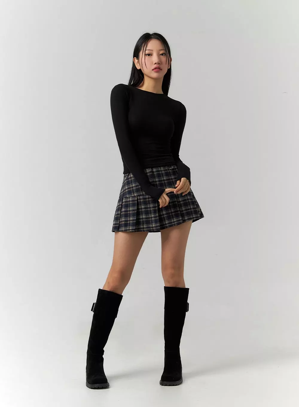 Plaid Pleated Mini Skirt CD307