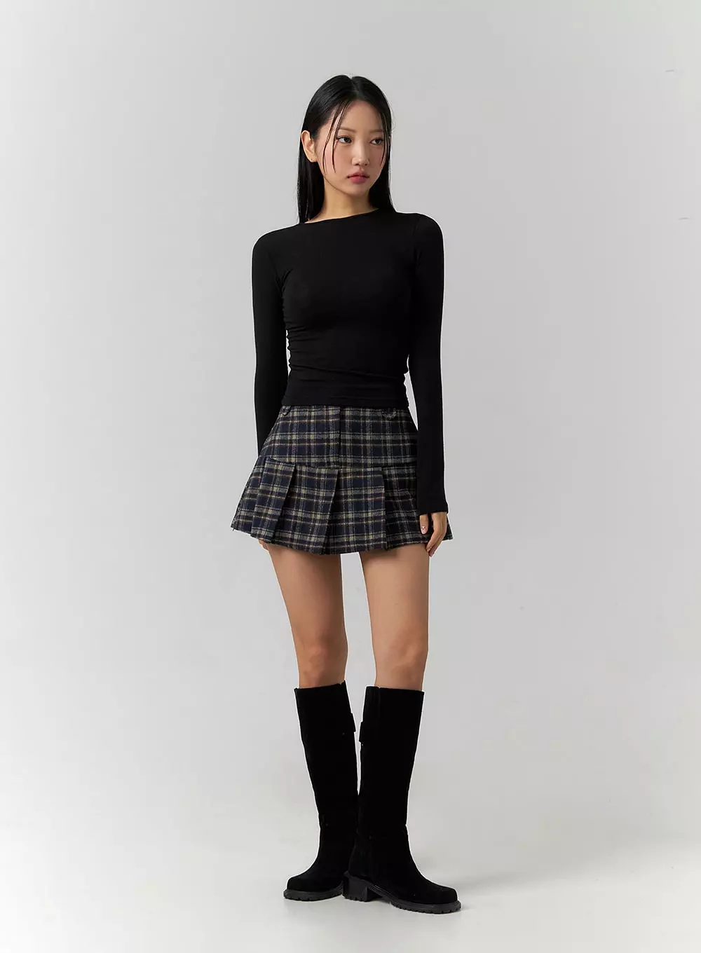 Plaid Pleated Mini Skirt CD307