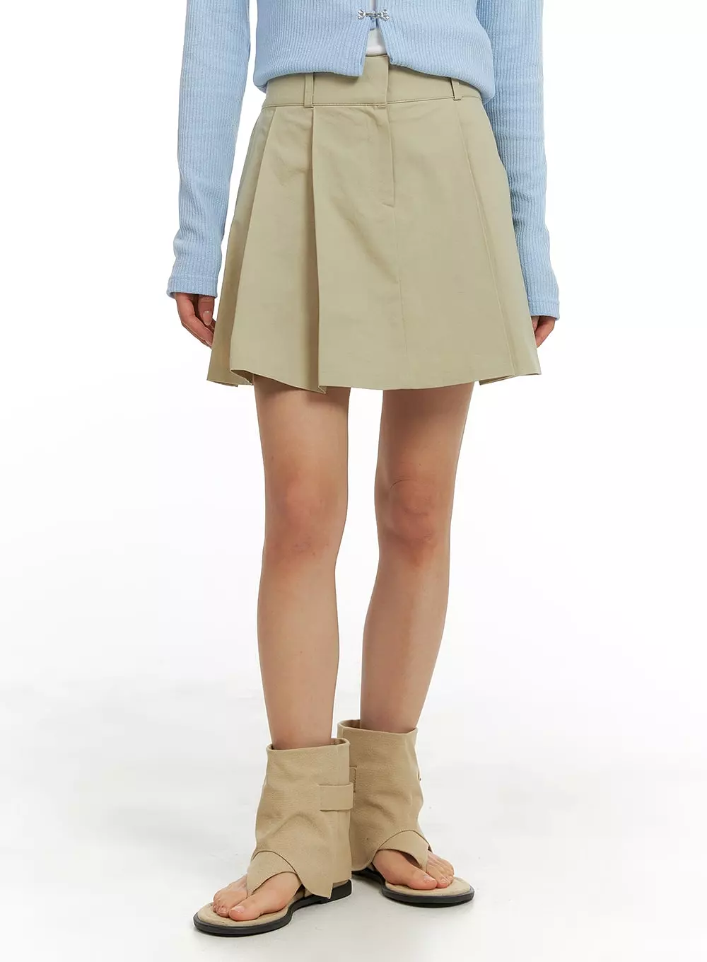 Pleated Cotton Mini Skirt CM427