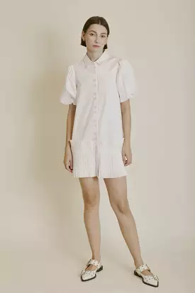 Pleated Hem Mini Shirt Dress