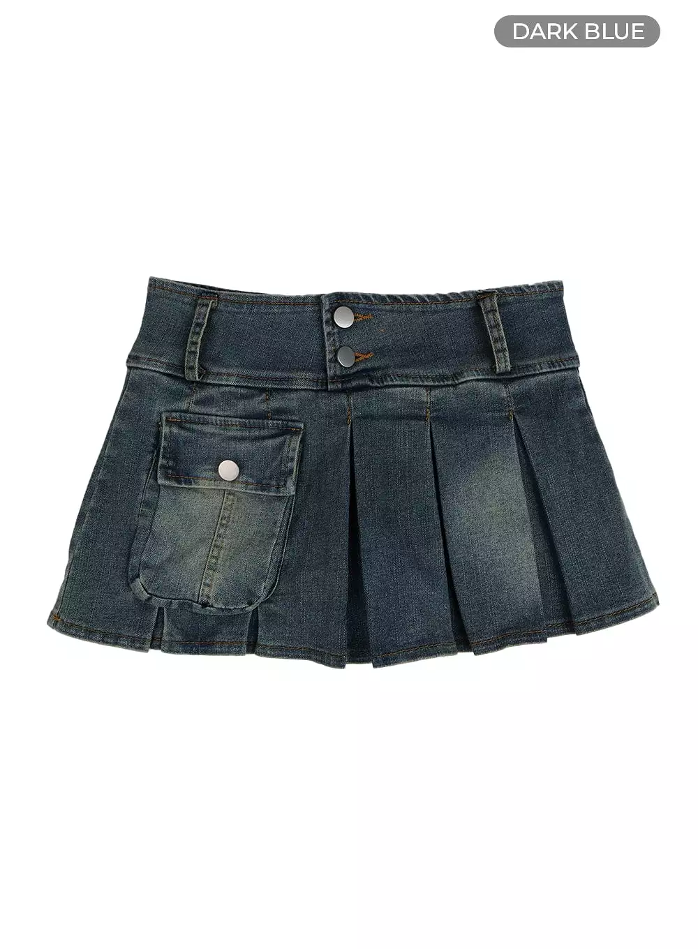 Pocket Pleated Denim Skirt IF426