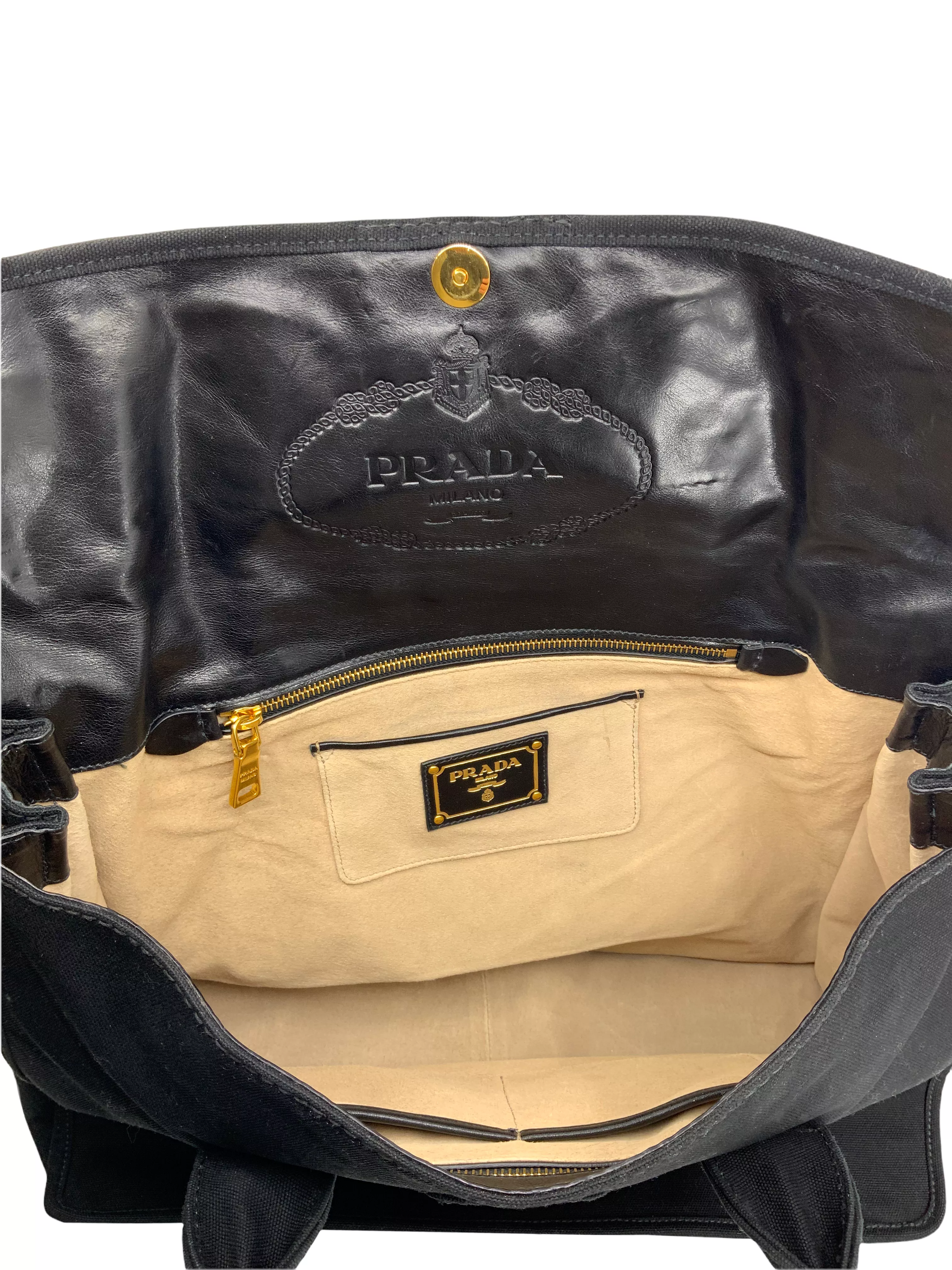 PRADA Canapa Pattina Large Shopping Bag