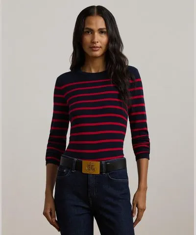 Ralph Lauren Women's Striped Cotton-Blend Sweater