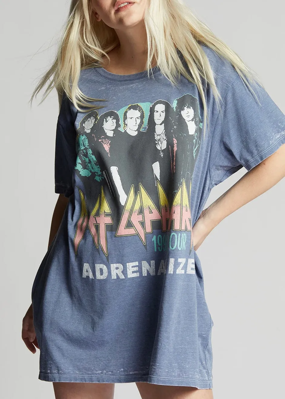 Recycled Karma Def Leppard 1992 Tour T-Shirt Dress | Vintage Blue