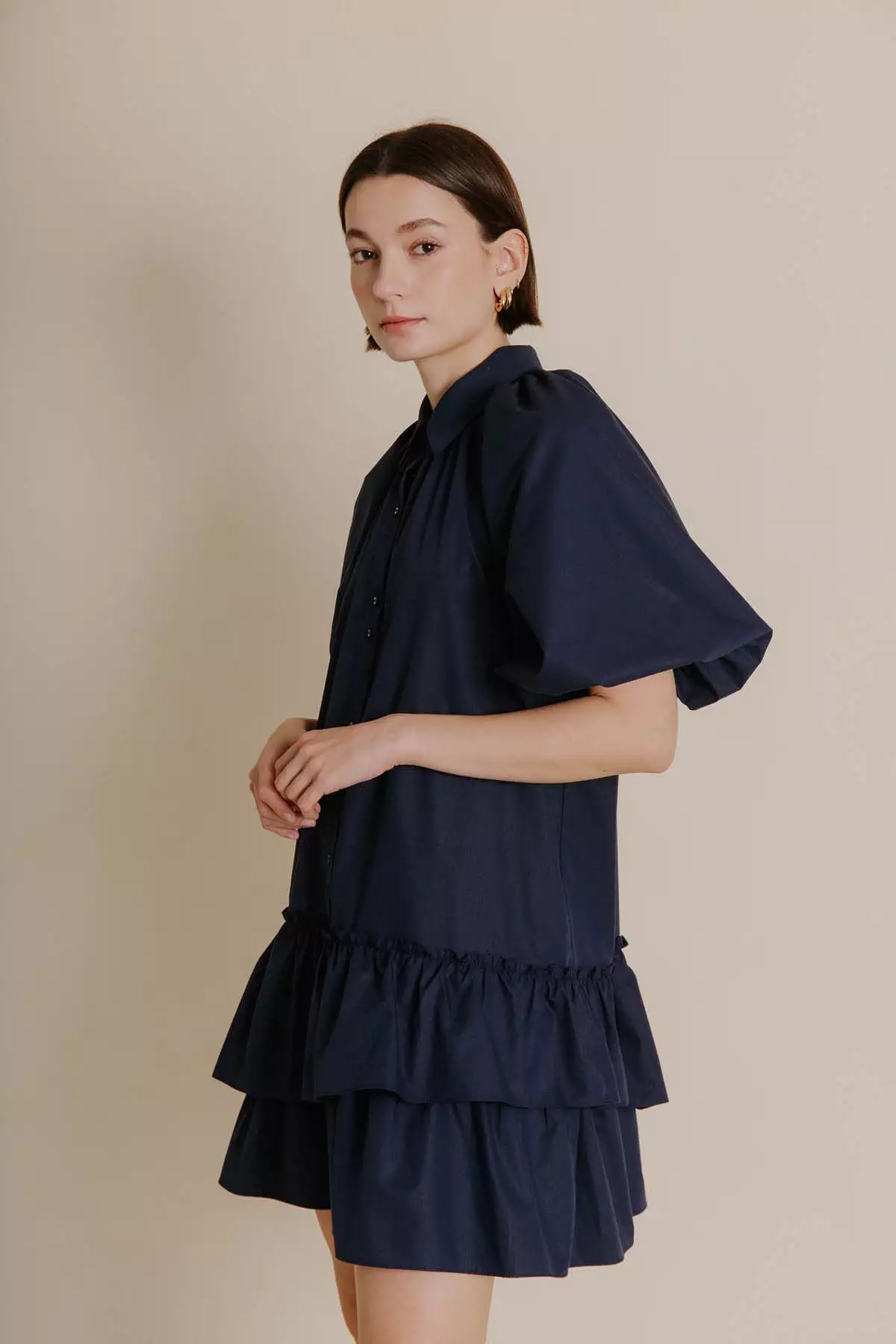 Ruffle Tiered Shirt Dress