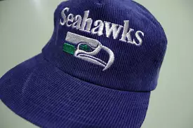 Seattle Seahawks Spell Out Deadstock Corduroy Vintage 80's Adjustable Snap Back Hat