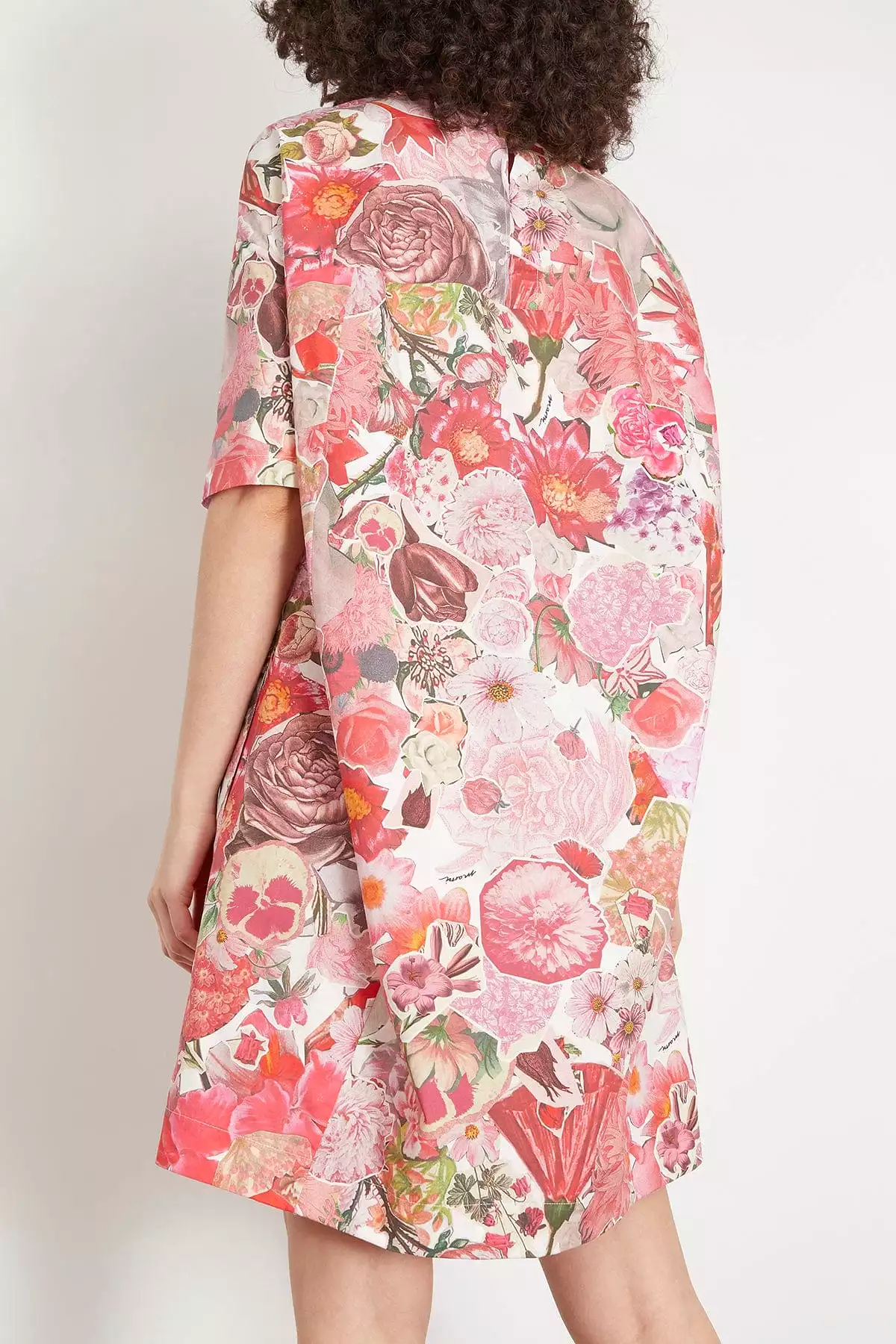 Short Sleeve Collared Dress in Pink Clematis