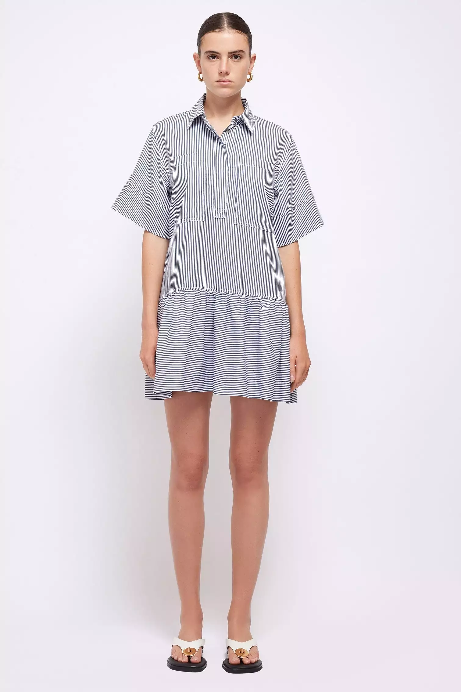 Simkhai Cris Shirt Dress in Midnight Stripe