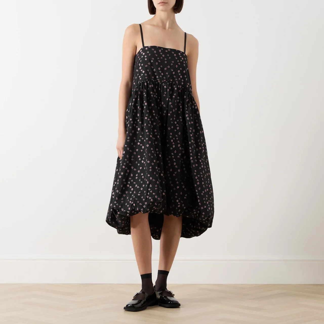 SISTER JANE Pepper Floral Print Puff Dress - Black