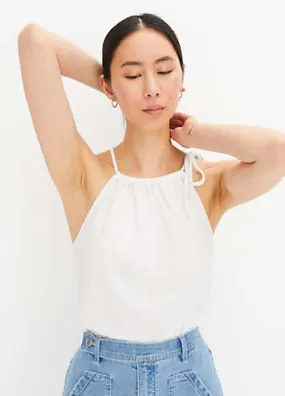 Sleeveless Linen Drawstring Top by bonprix | Look Again