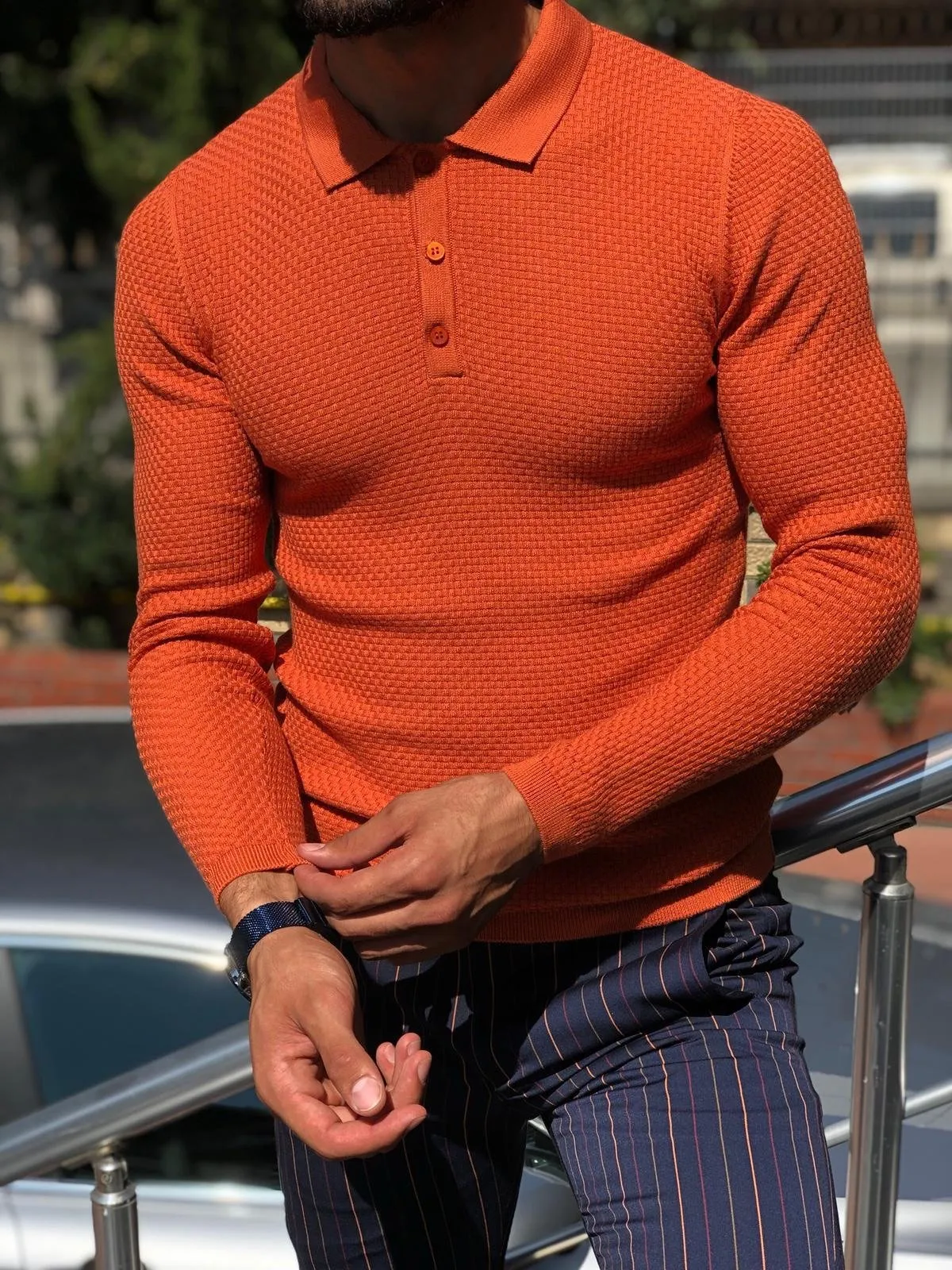 Slim-Fit Polo Sweater Tile