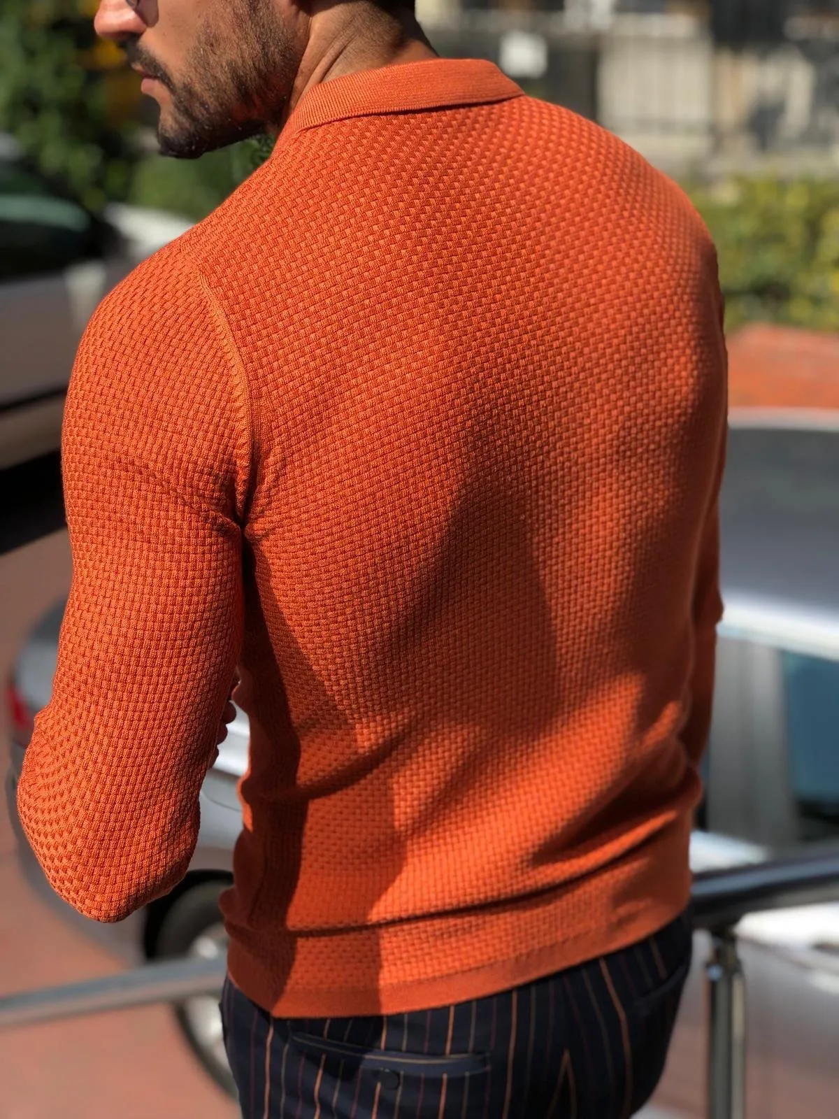 Slim-Fit Polo Sweater Tile