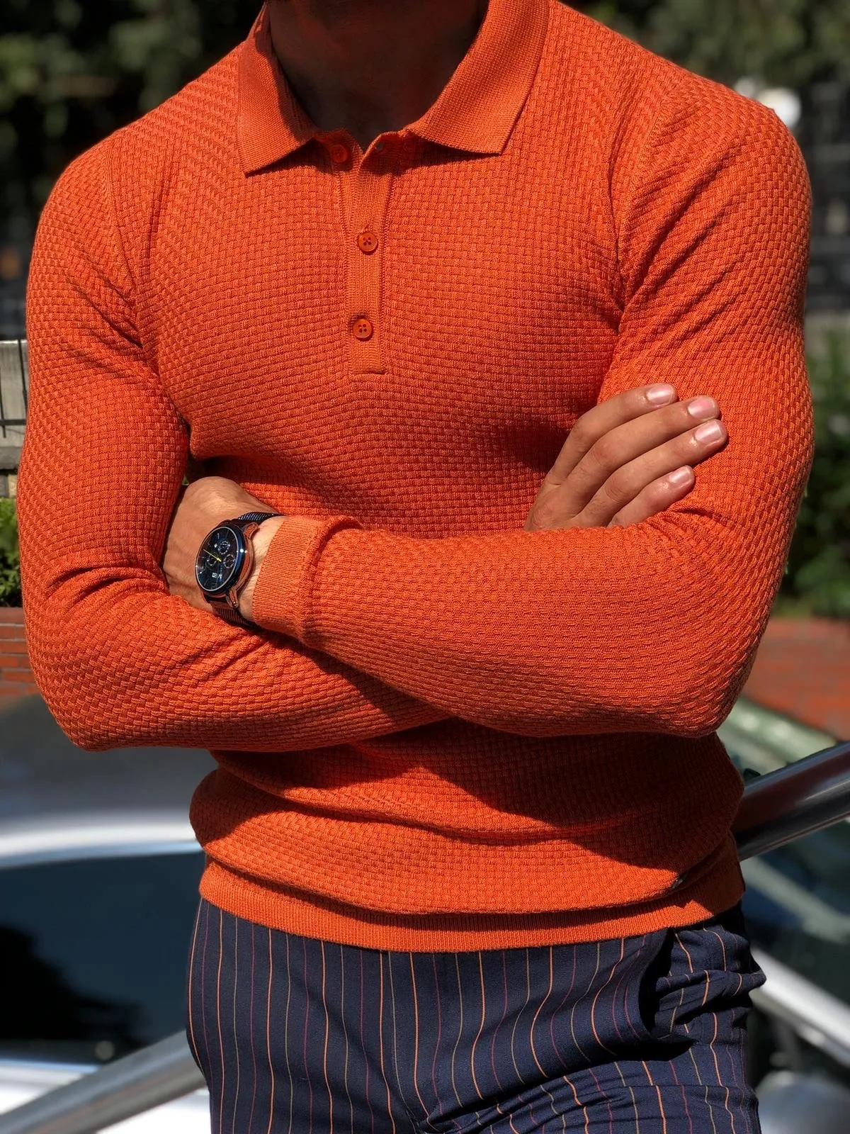 Slim-Fit Polo Sweater Tile