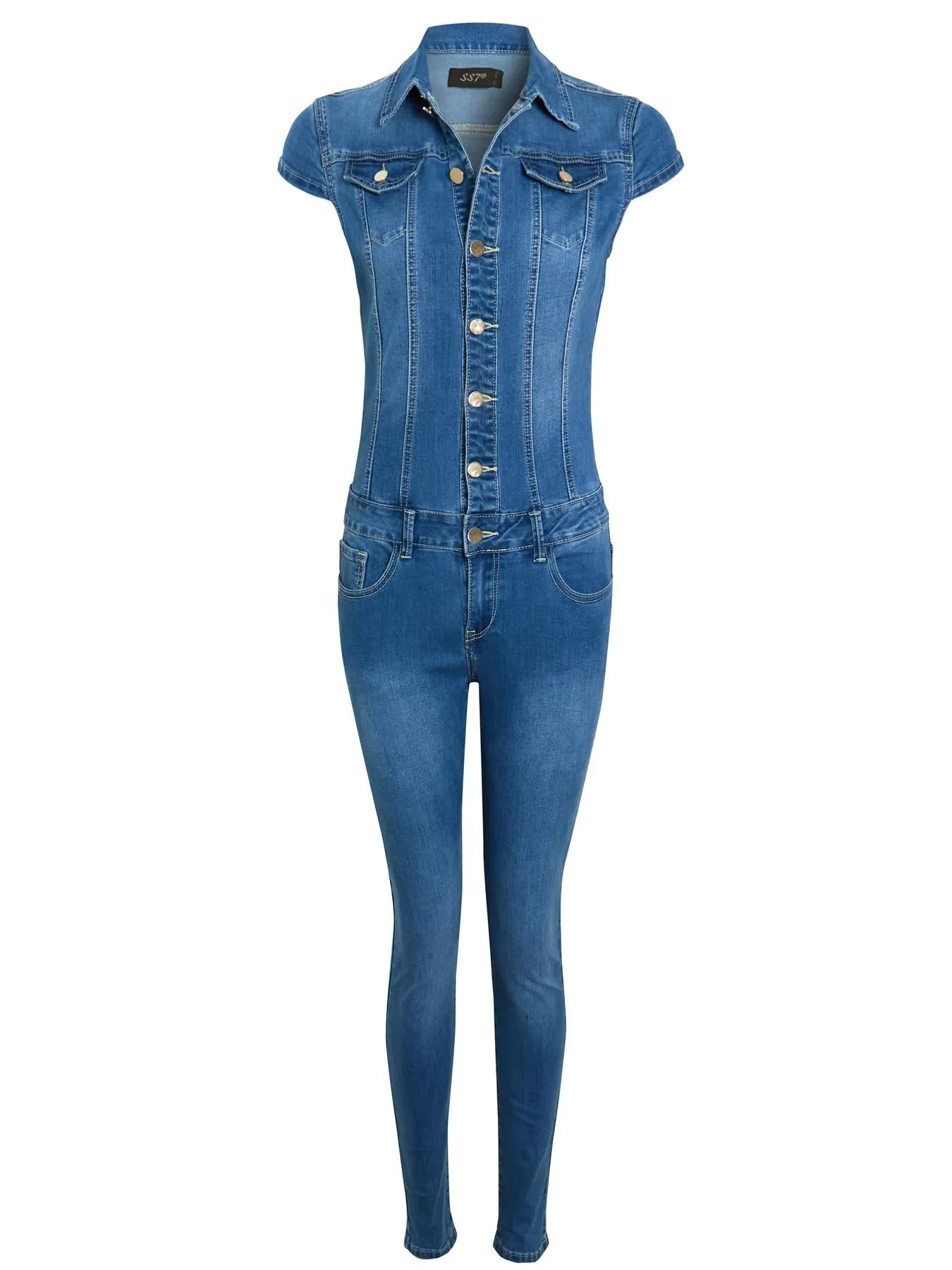 Slim Fit Stretch Denim Jumpsuit, UK Sizes 6 to 14