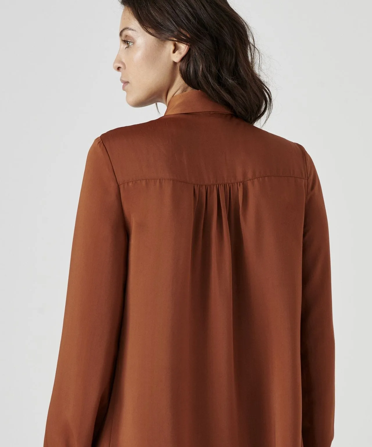 Smock Detail Tie Neck Blouse