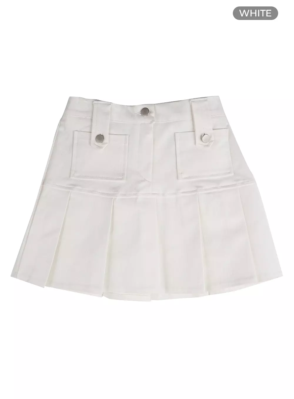 Solid Cotton Pleated Mini Skirt IM406