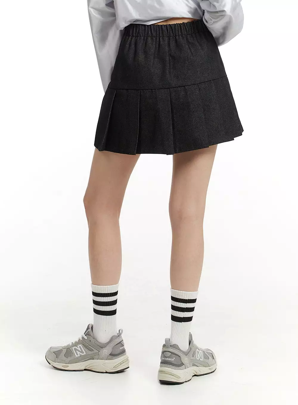 Solid Pleated Cotton Mini Skirt IM406