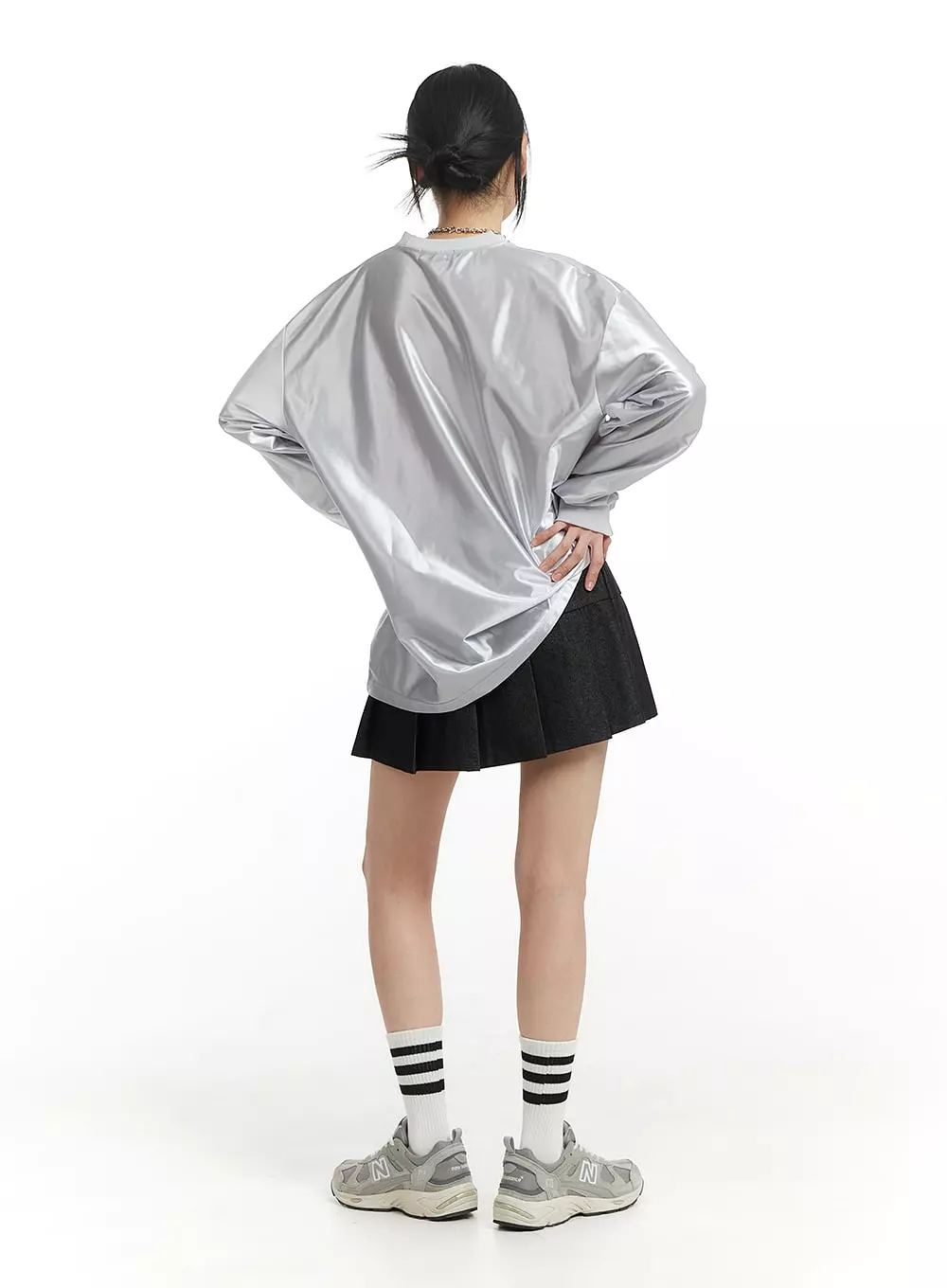 Solid Pleated Cotton Mini Skirt IM406