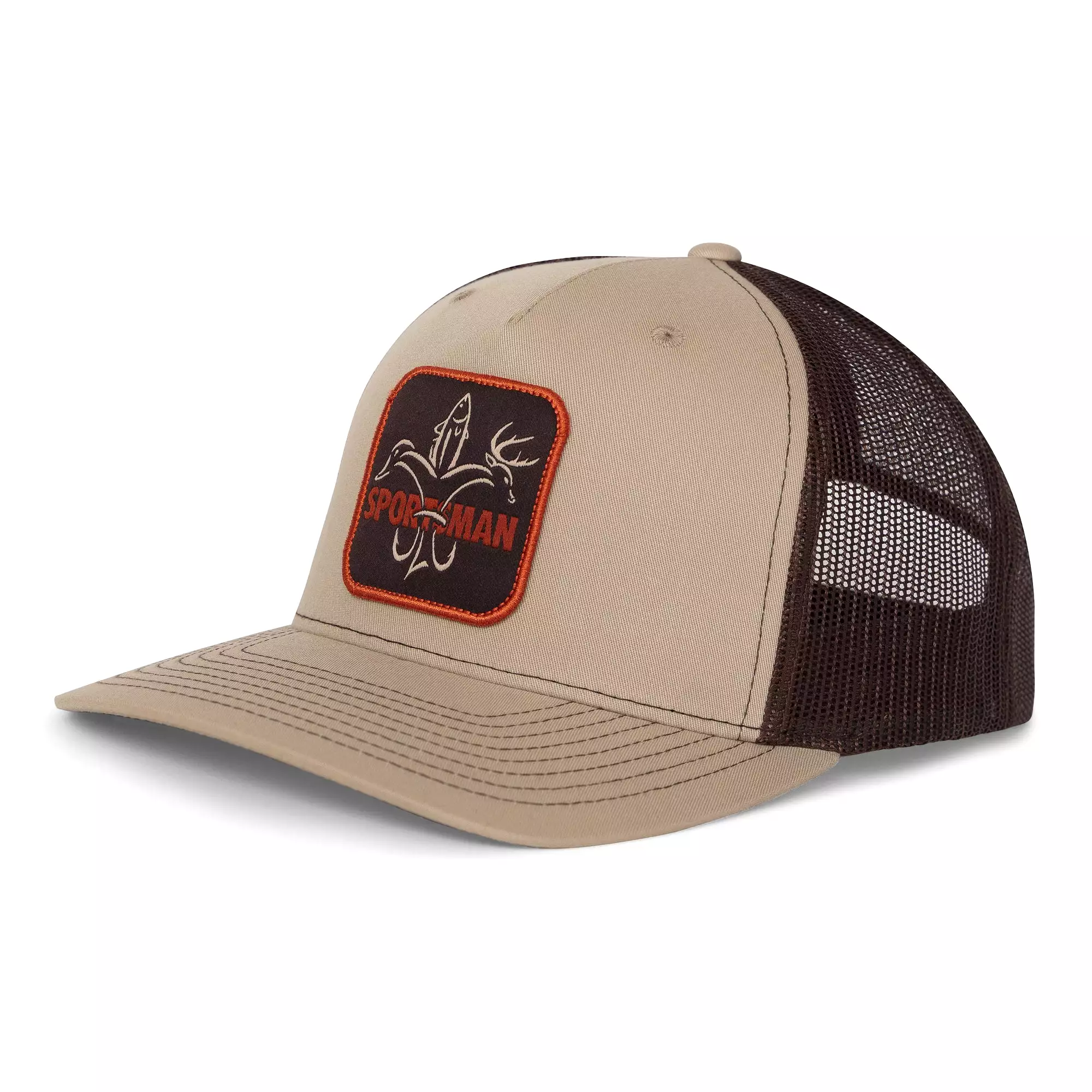 Sportsman Patch Hat - Khaki / Coffee Orange