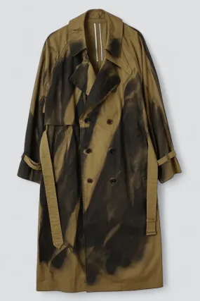 Spray Printed Trench Coat - Khaki