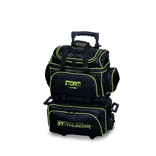 Storm Rolling Thunder 4 Ball Roller Checkered Bowling Bag Black/Lime