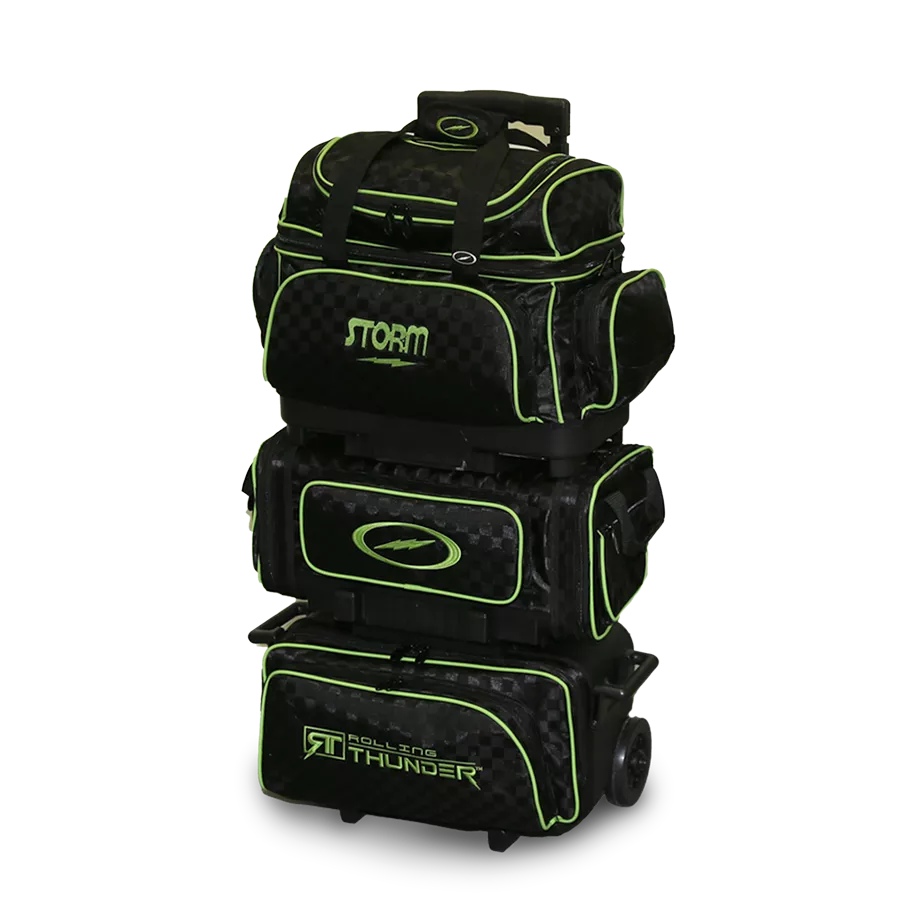 Storm Rolling Thunder 6 Ball Roller Checkered Bowling Bag Black/Lime