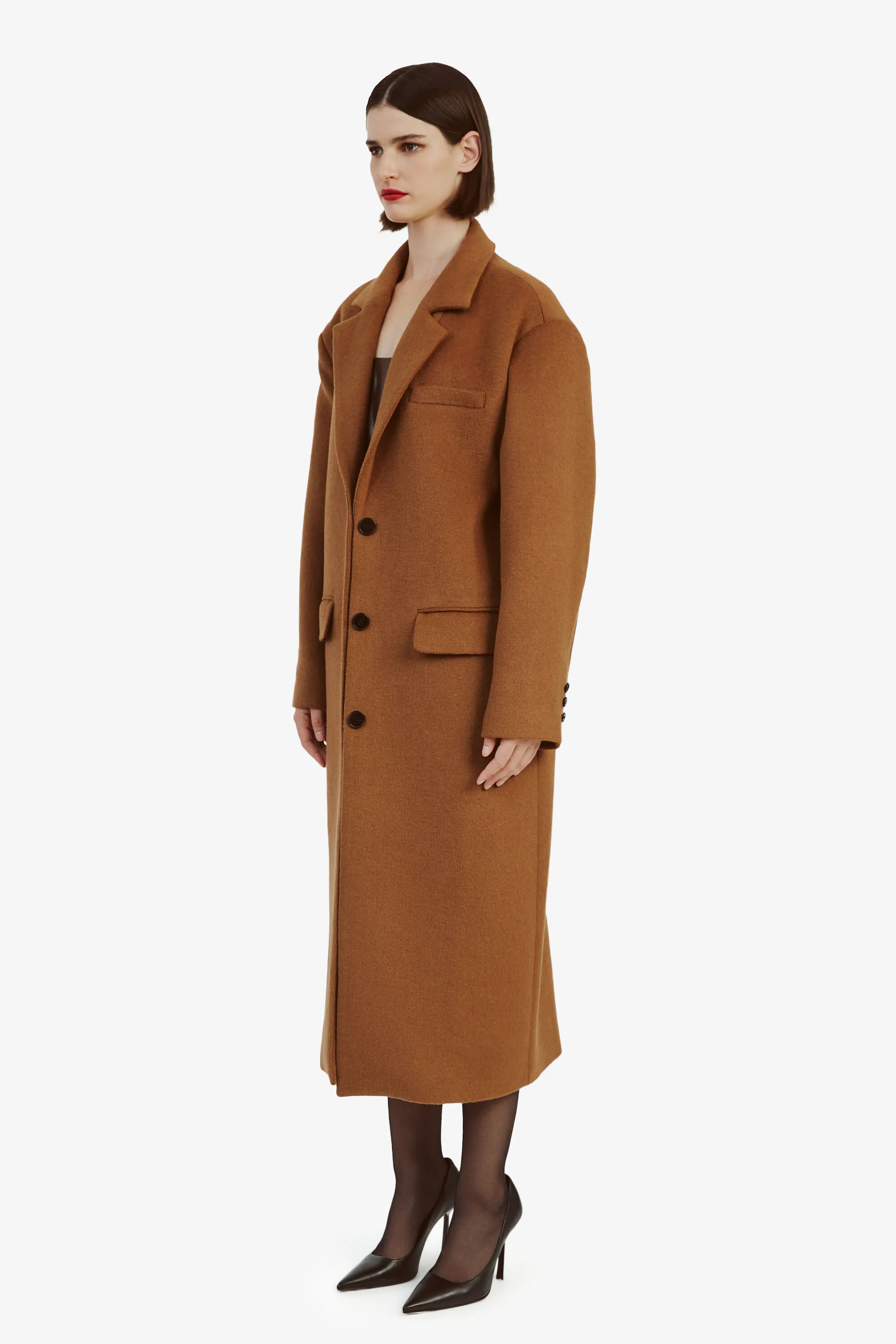 structured oversized coat in camel