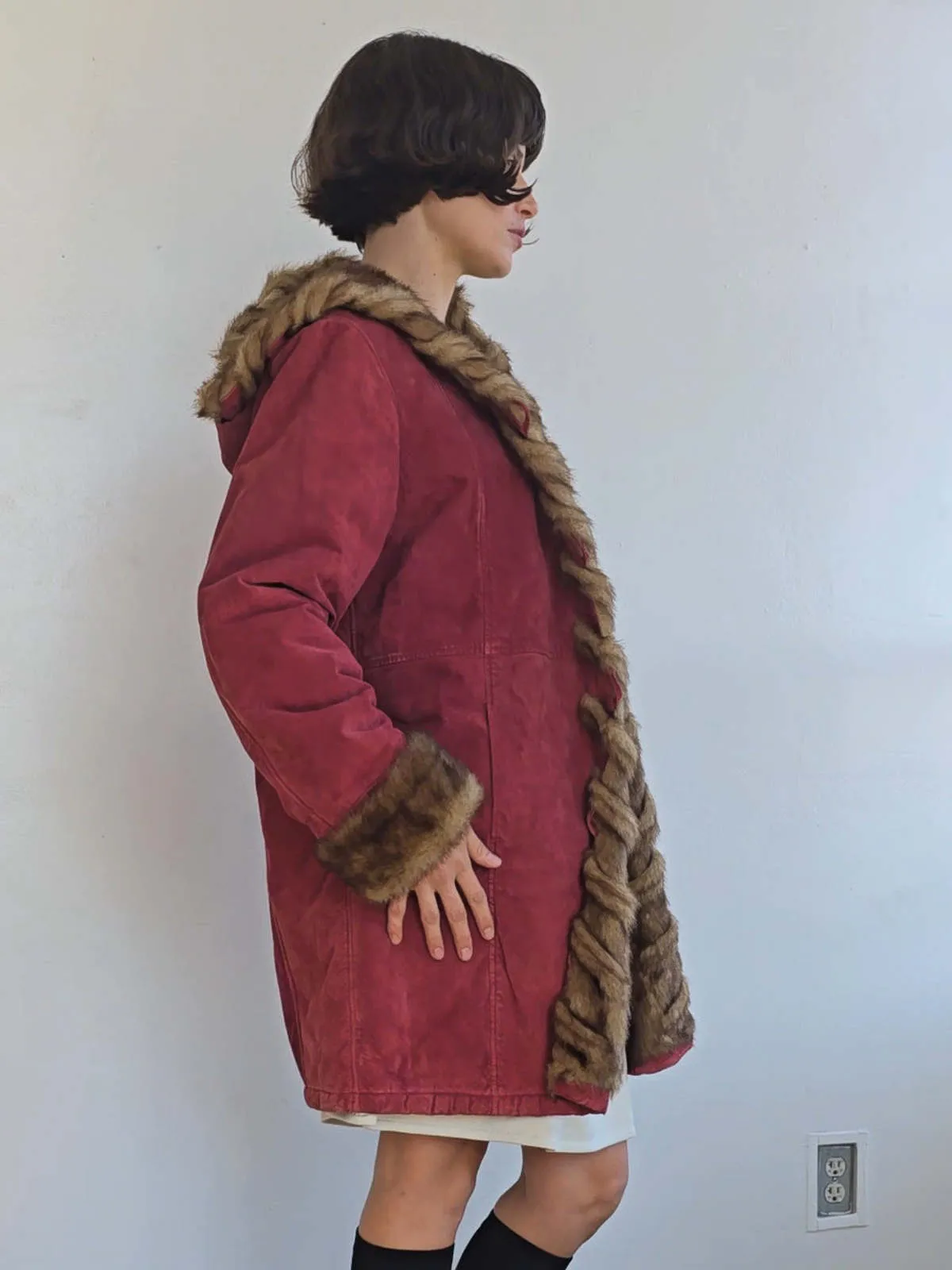 Suede Coat - Raspberry