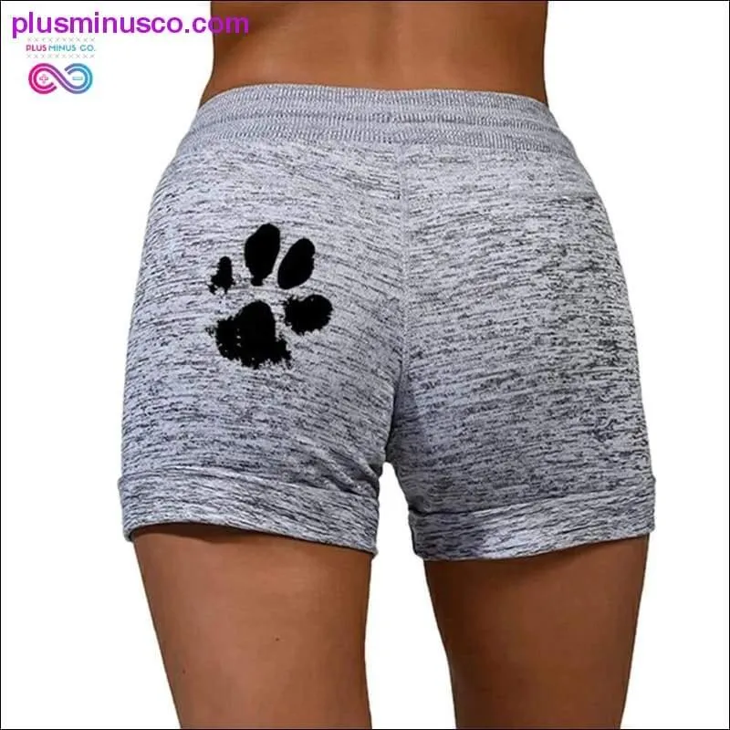 Summer Fast Drying Drawstring cat paw print shorts Lace Up