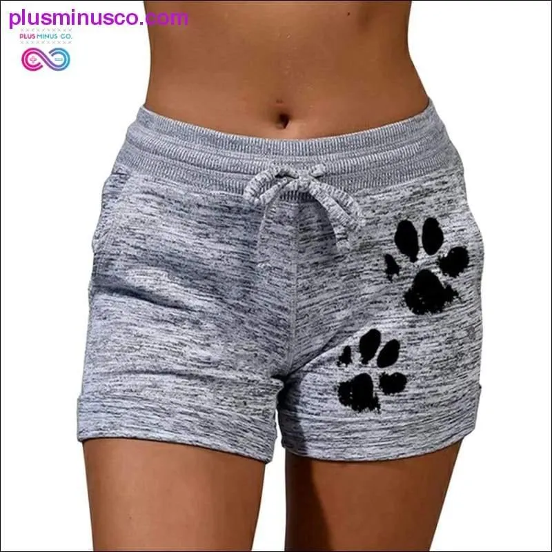 Summer Fast Drying Drawstring cat paw print shorts Lace Up