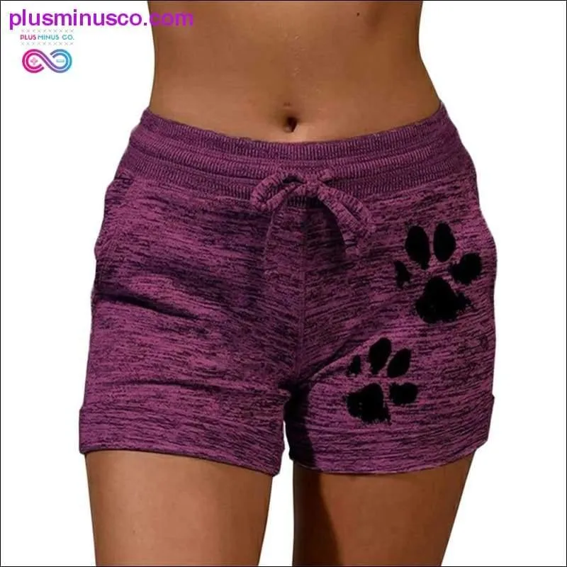 Summer Fast Drying Drawstring cat paw print shorts Lace Up