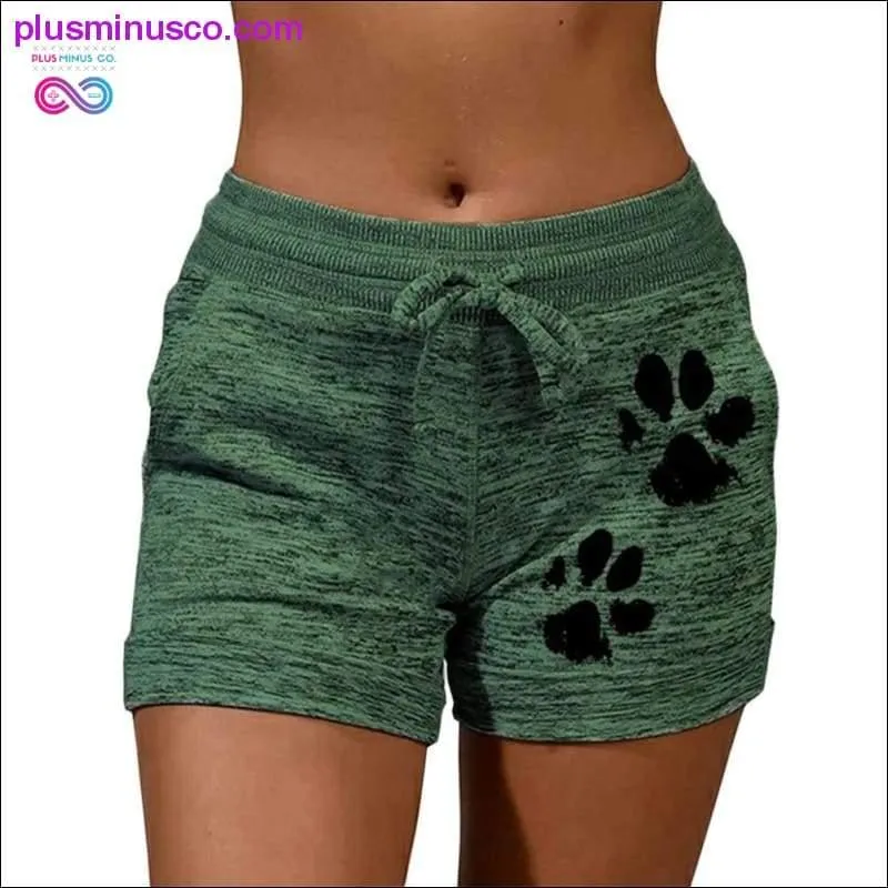 Summer Fast Drying Drawstring cat paw print shorts Lace Up