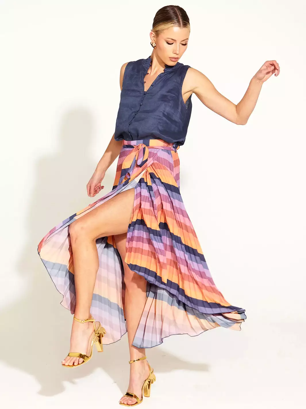 Sunset Dream Pleated Midi Skirt