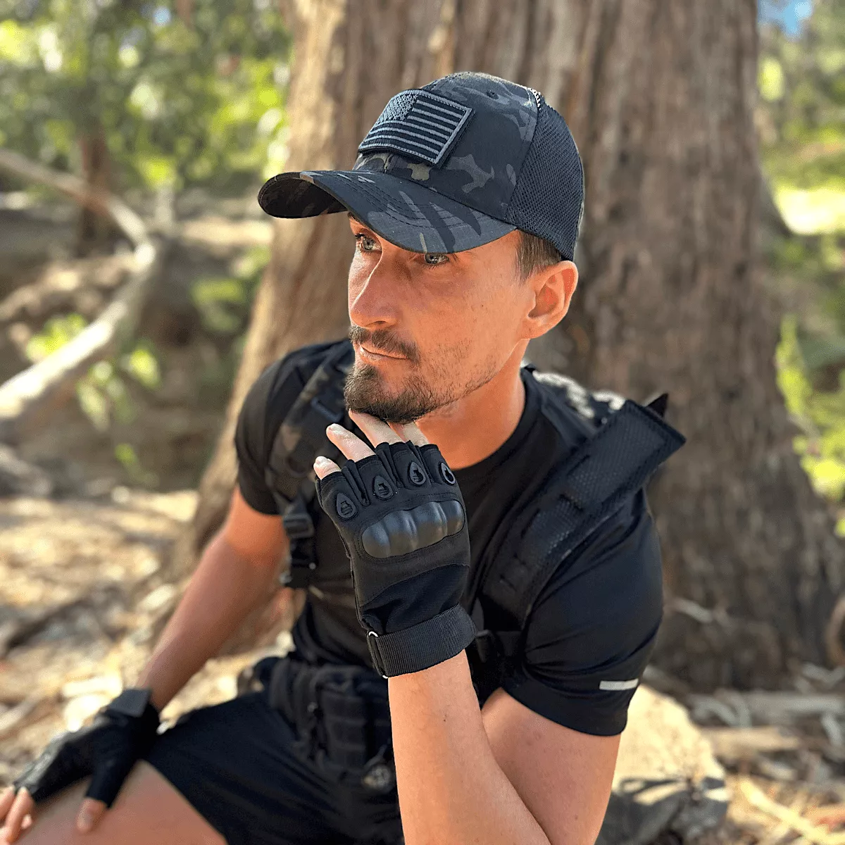 Tactical-Style Patch Hat With Adjustable Strap