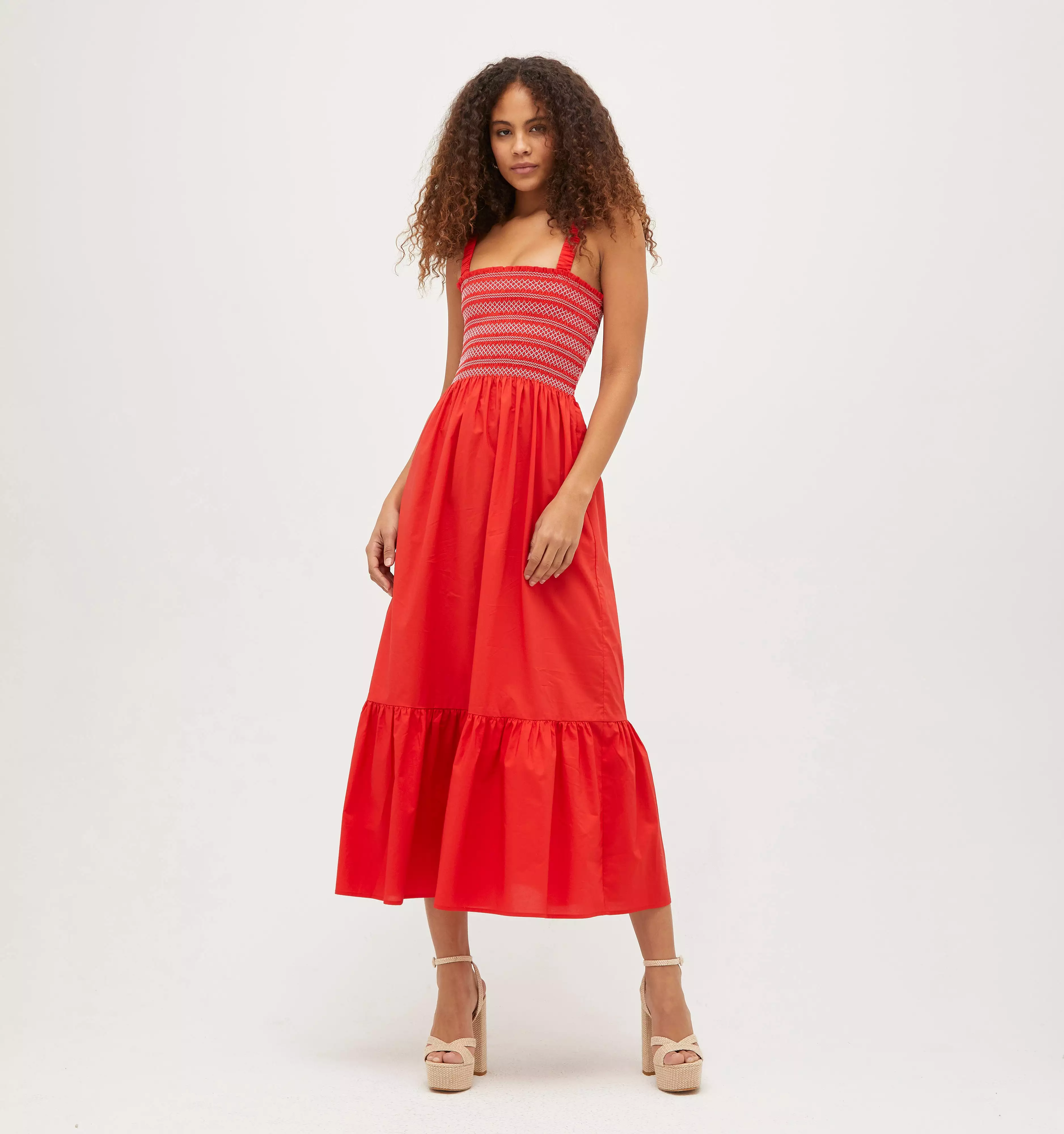 The Anjuli Nap Dress - Poppy Red Cotton