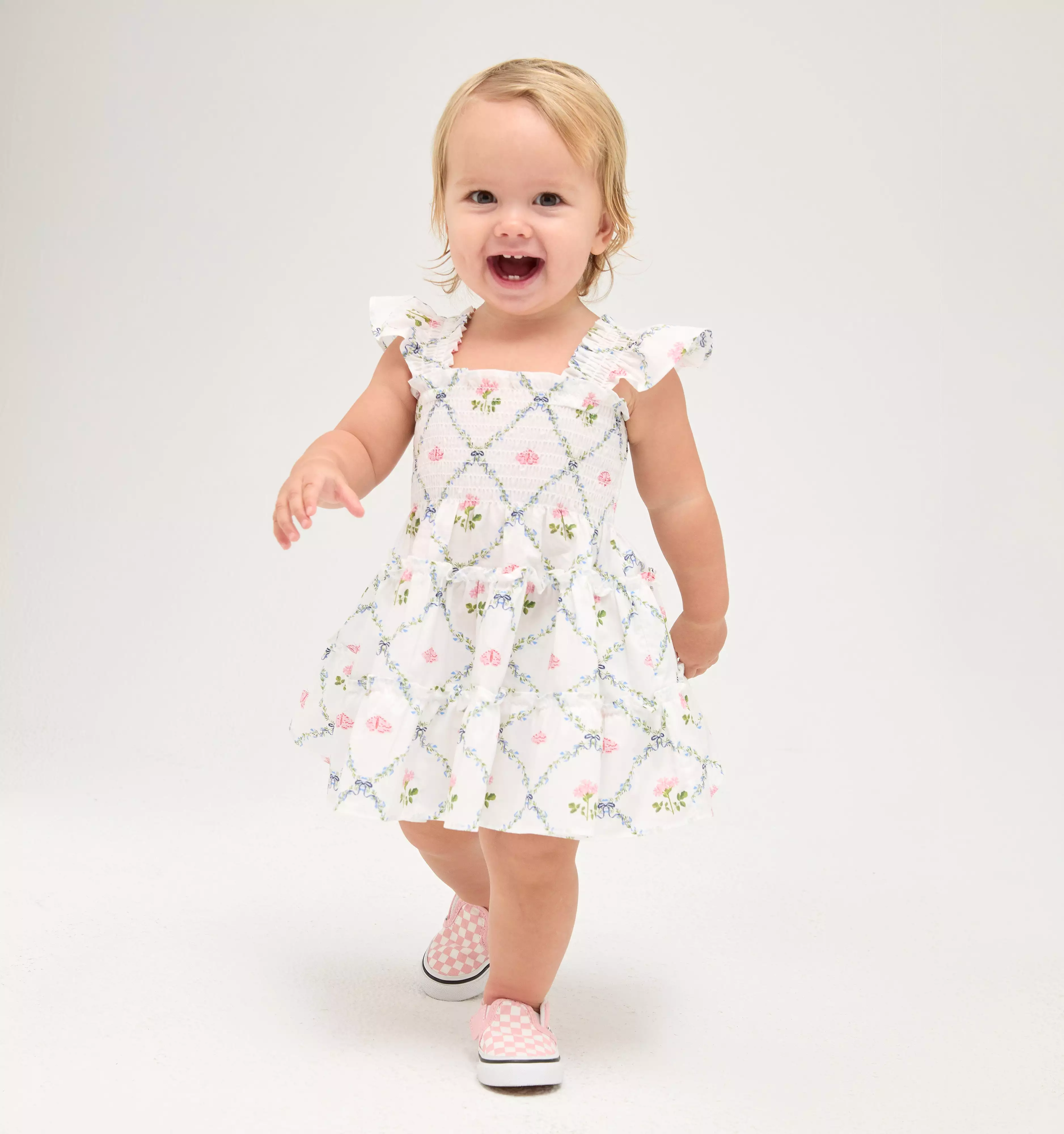 The Baby Ellie Nap Dress - Butterfly Trellis Cotton Poplin