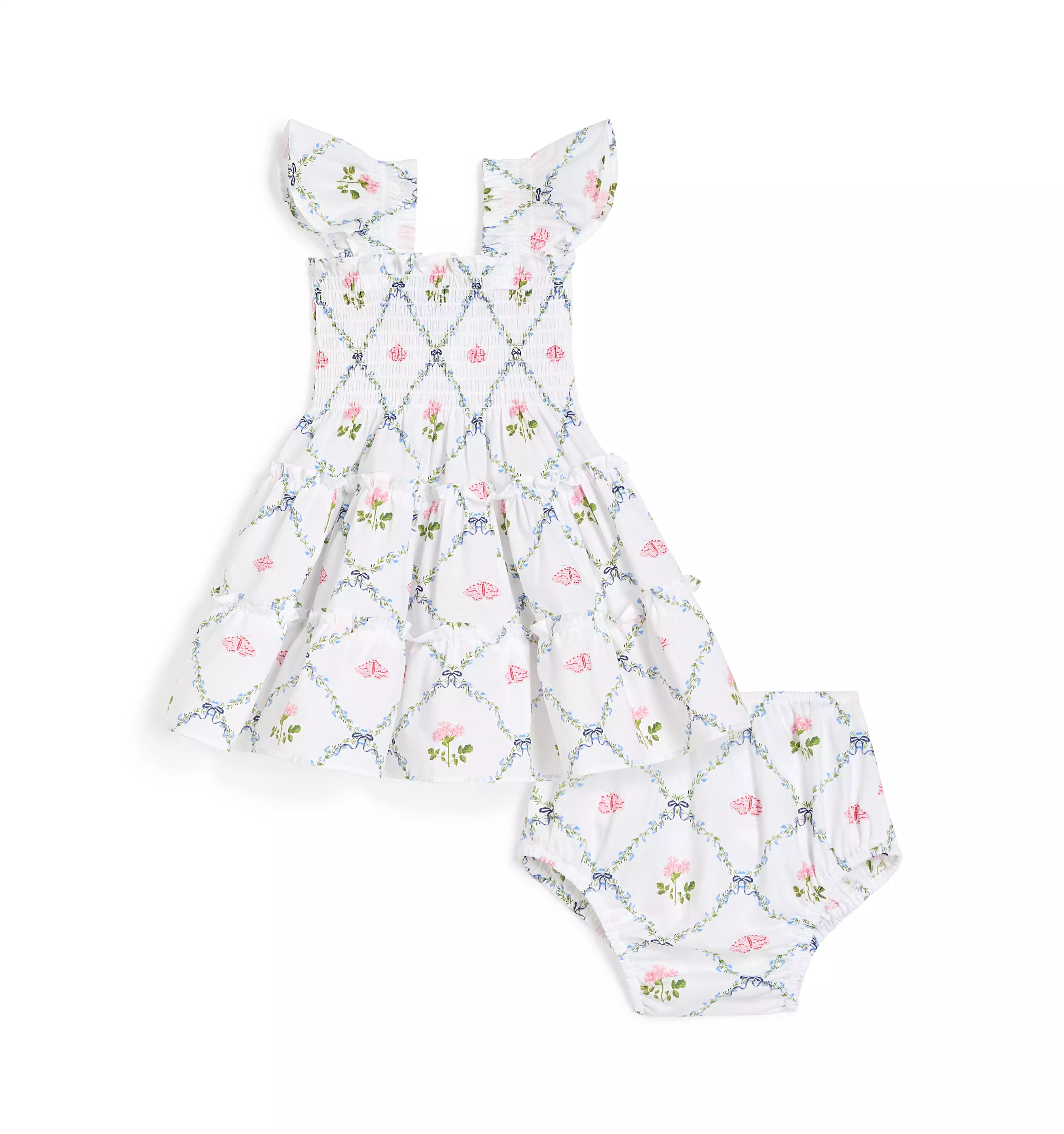 The Baby Ellie Nap Dress - Butterfly Trellis Cotton Poplin