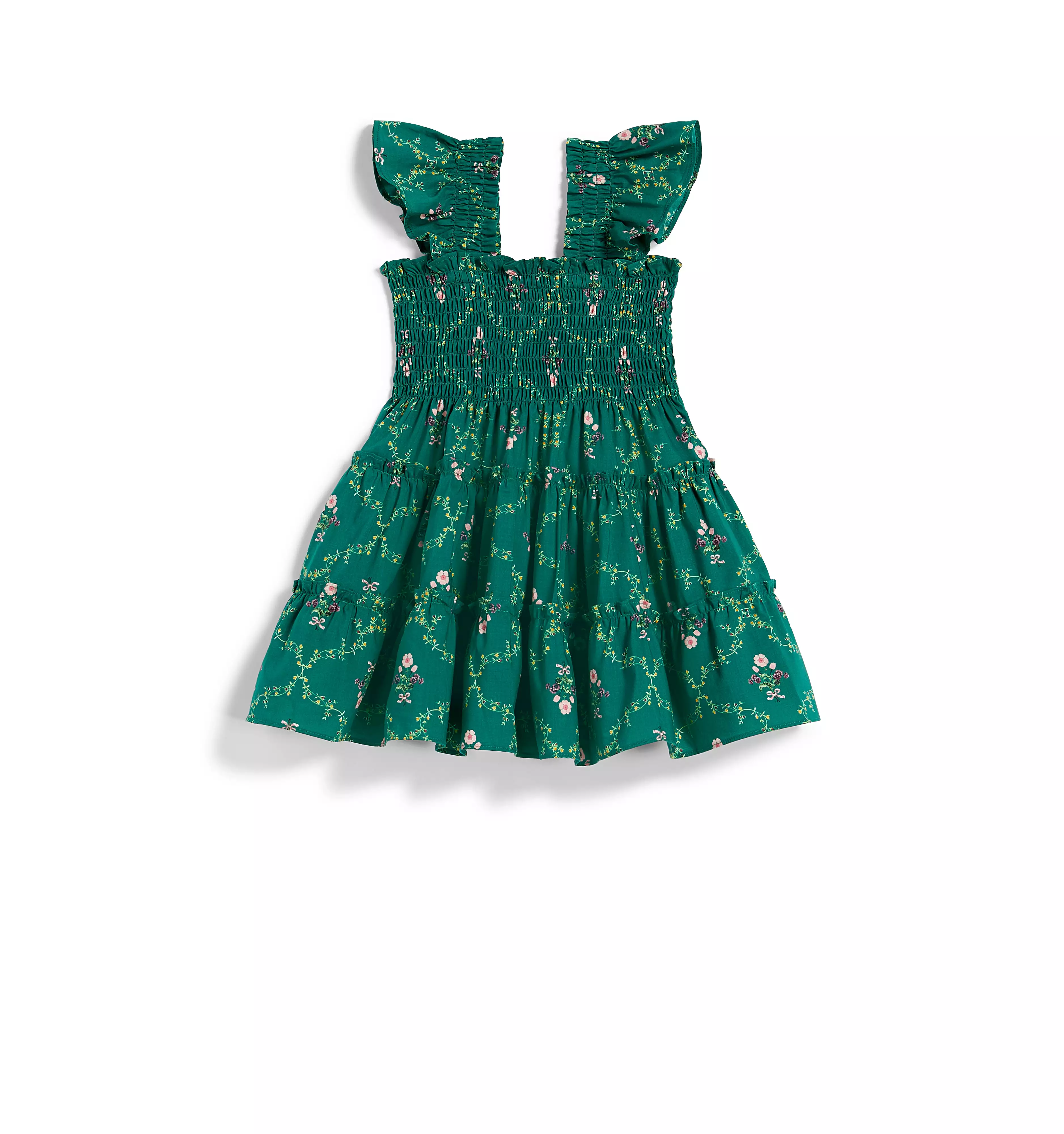 The Baby Ellie Nap Dress - Emerald Trellis Poplin