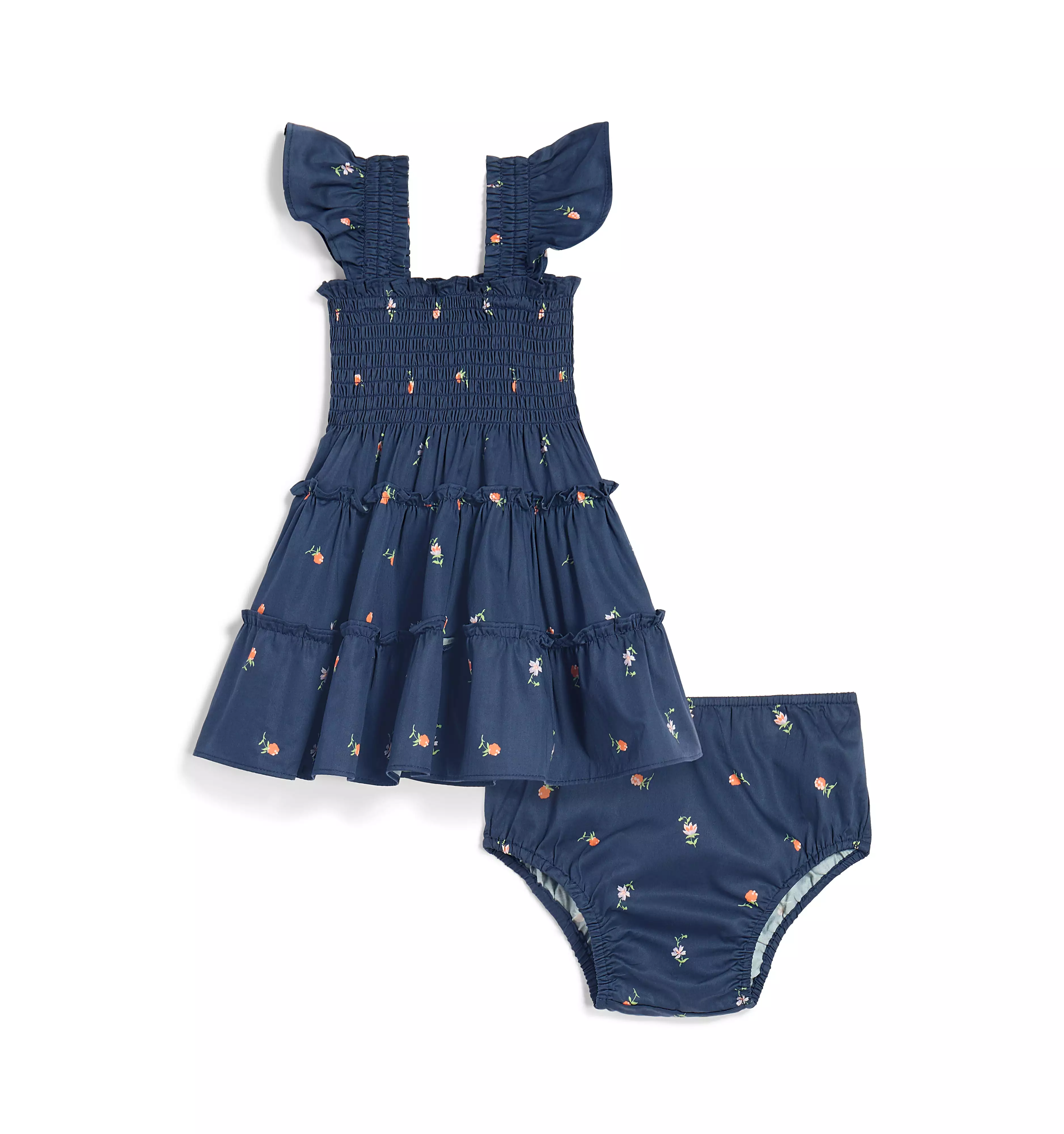 The Baby Ellie Nap Dress - Petite Fleur in Navy Cotton Sateen