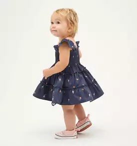 The Baby Ellie Nap Dress - Petite Fleur in Navy Cotton Sateen