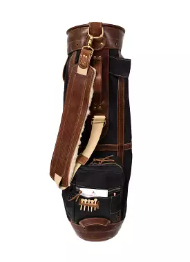 The Caddy Golf Bag- Black with Chestnut Leather